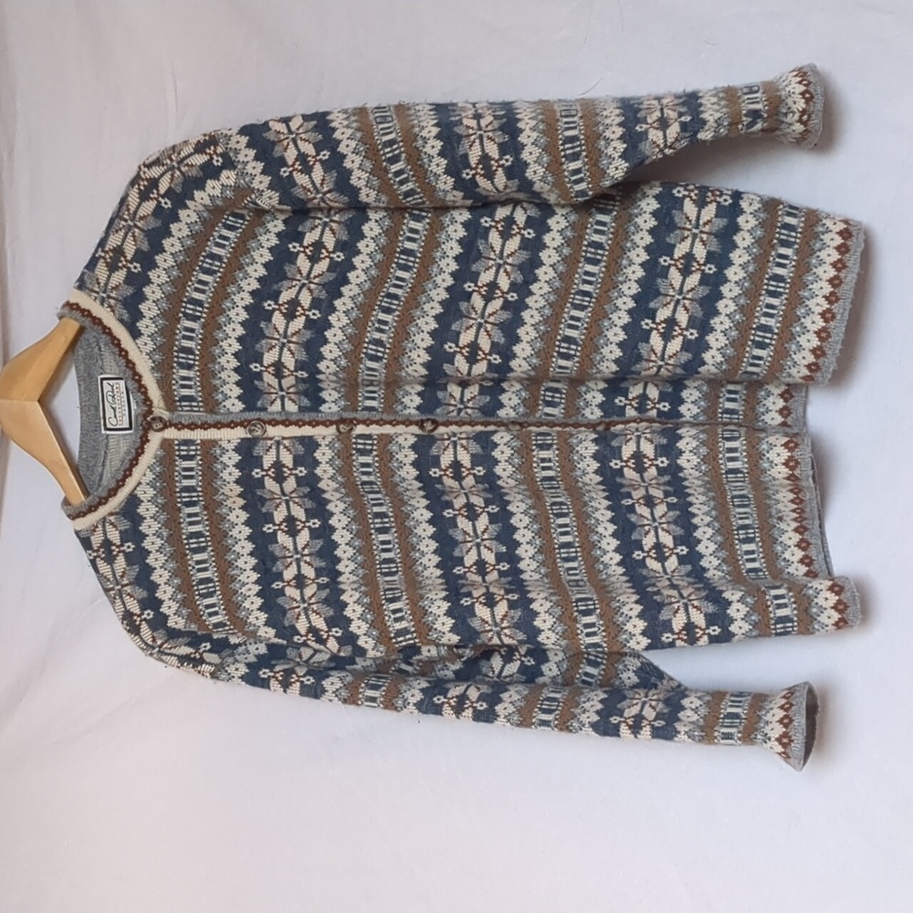 Carroll Reed cardigan vintage fair isle petite XL